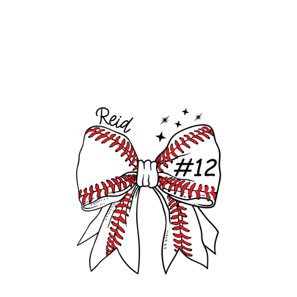 Baseball Bow-1name-number-design